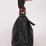 Chanel 2002 Caviar Acrylic Wood Chain Shoulder Bag