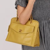 Rare Chanel 1997 Chartreuse Caviar Turnlock Zip Tote 24K GP