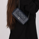Chanel 2017 Dark Navy Sheepskin Mademoiselle Full Flap Bag