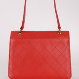 Rare Chanel 1997 Red Caviar Shoulder Kelly Bag 24K GP