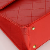 Rare Chanel 1997 Red Caviar Shoulder Kelly Bag 24K GP