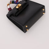 Hermès Tadelakt Micro Kelly Black Bag Charm GHW