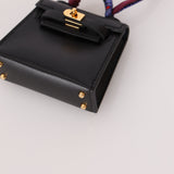 Hermès Tadelakt Micro Kelly Black Bag Charm GHW