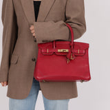 Hermès 2012 Rubis Tadelakt Ghillies Birkin 30 Retourne GHW