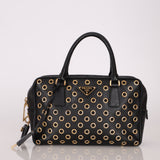 Prada Saffiano Grommet Bauletto Bowler Bag