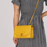 Rare Chanel 1994 Lemon Lambskin Small Diana