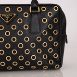 Prada Saffiano Grommet Bauletto Bowler Bag