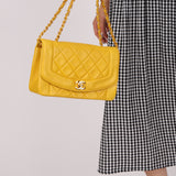 Rare Chanel 1994 Lemon Lambskin Small Diana