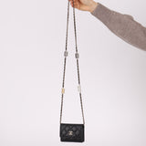 Chanel 2021 Caviar Classic Flap Charms Cardholder on Chain