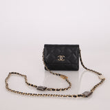 Chanel 2021 Caviar Classic Flap Charms Cardholder on Chain