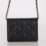 Chanel 2021 Caviar Classic Flap Charms Cardholder on Chain