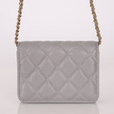 Chanel 2021 Grey Caviar COCO Cardholder on Chain