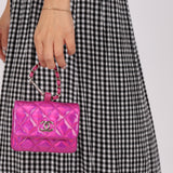 Chanel 24C Iridescent Patent Quilted Carabiner Card Holder