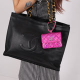 Chanel 24C Iridescent Patent Quilted Carabiner Card Holder