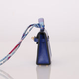 Hermès 2021 Bleu Electrique Tadelakt Micro Twilly Kelly GHW