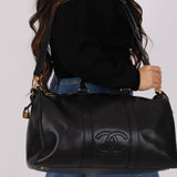 Chanel 1996 Black Caviar Boston Weekender Duffel Bag