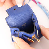 Hermès 2021 Bleu Electrique Tadelakt Micro Twilly Kelly GHW