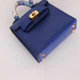 Hermès 2021 Bleu Electrique Tadelakt Micro Twilly Kelly GHW