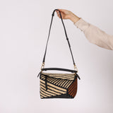 Loewe Raffia Woven and Calfskin Small Puzzle Edge
