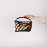 Loewe Raffia Woven and Calfskin Small Puzzle Edge