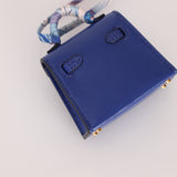 Hermès 2021 Bleu Electrique Tadelakt Micro Twilly Kelly GHW