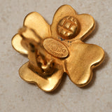 Chanel 1995 Matte Four Leaf Clover Clip-On Earrings 24K GP
