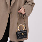 Chanel 2021 Lambskin Pearl Bracelet Bag