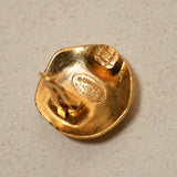 Chanel 1995 Mini Matte Interlocking CC Round Clip-On Earrings 24K GP