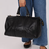 Chanel 1996 Black Caviar Boston Weekender Duffel Bag