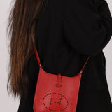 Rare Hermès 2004 Rouge Casaque Epsom Evelyne TPM PHW