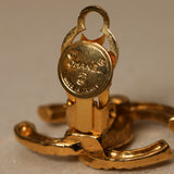 Vintage Chanel CC Ridged Clip-On Earrings 24K GP
