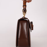 Gucci Chocolate Boxcalf Bamboo Top Handle with Mirror