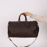 Louis Vuitton Chocolate Leather Monogram Revelation Keepall Bandouliere 45