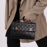 Ultra-Rare Chanel 1989 Lambskin Double Turnlock Mini Briefcase