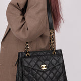 Chanel 1996 Caviar Turnlock Envelope Pocket Tote