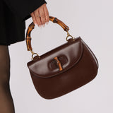 Gucci Vintage 1947 Chocolate Bamboo Turnlock Top Handle with Strap