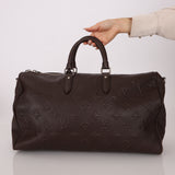 Louis Vuitton Chocolate Leather Monogram Revelation Keepall Bandouliere 45
