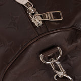 Louis Vuitton Chocolate Leather Monogram Revelation Keepall Bandouliere 45