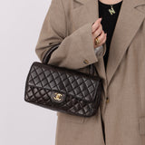 Chanel 1991 Lambskin Parent Kelly Top Handle