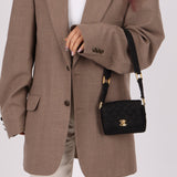 Rare Chanel 1989 Black Grosgrain Quilted Turnlock Mini Flap Bag