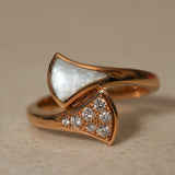 Bvlgari 18K Yellow Gold Mother of Pearl and Diamond Divas' Dream Ring, Size US 4.5