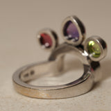 Bvlgari 18K White Gold Allegra 3 Amethyst Ring, Size US 5.75