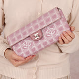 Chanel Nylon Pink Travel Line East West Flap with Chanel Wallet