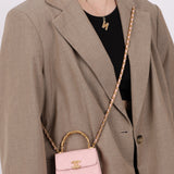 Chanel 2022 Lambskin Coco Enamel Pink Mini Kelly Top Handle