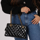 Chanel 2015 Patent Chain Grommet CC Tote