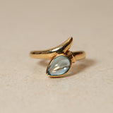 18K Yellow Gold Topaz Serpent Motif Ring, Size US 3.25