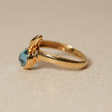 18K Yellow Gold Topaz Serpent Motif Ring, Size US 3.25