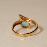 18K Yellow Gold Topaz Serpent Motif Ring, Size US 3.25