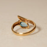 18K Yellow Gold Topaz Serpent Motif Ring, Size US 3.25