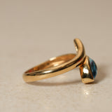 18K Yellow Gold Topaz Serpent Motif Ring, Size US 3.25
